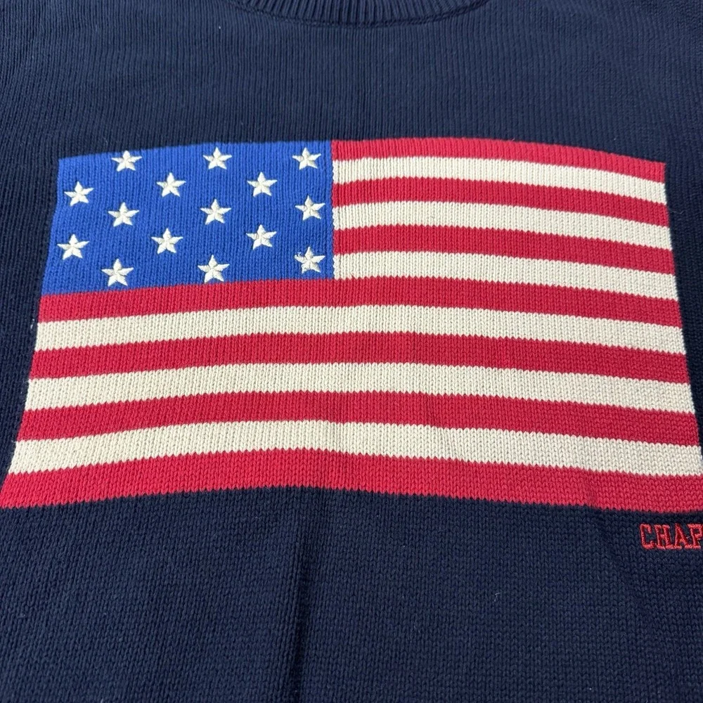 Vintage Style American Flag Knit Navy Blue Sweater Chaps by RALPH LAUREN Sz 3XLT